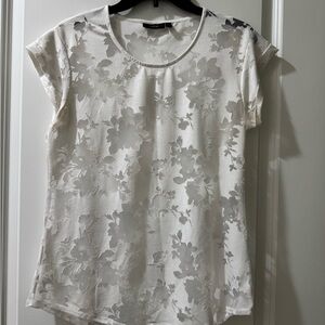 Floral White Sheer Women's Top